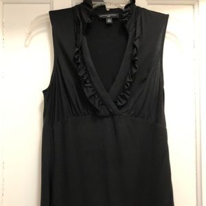Ruffle silk v neck